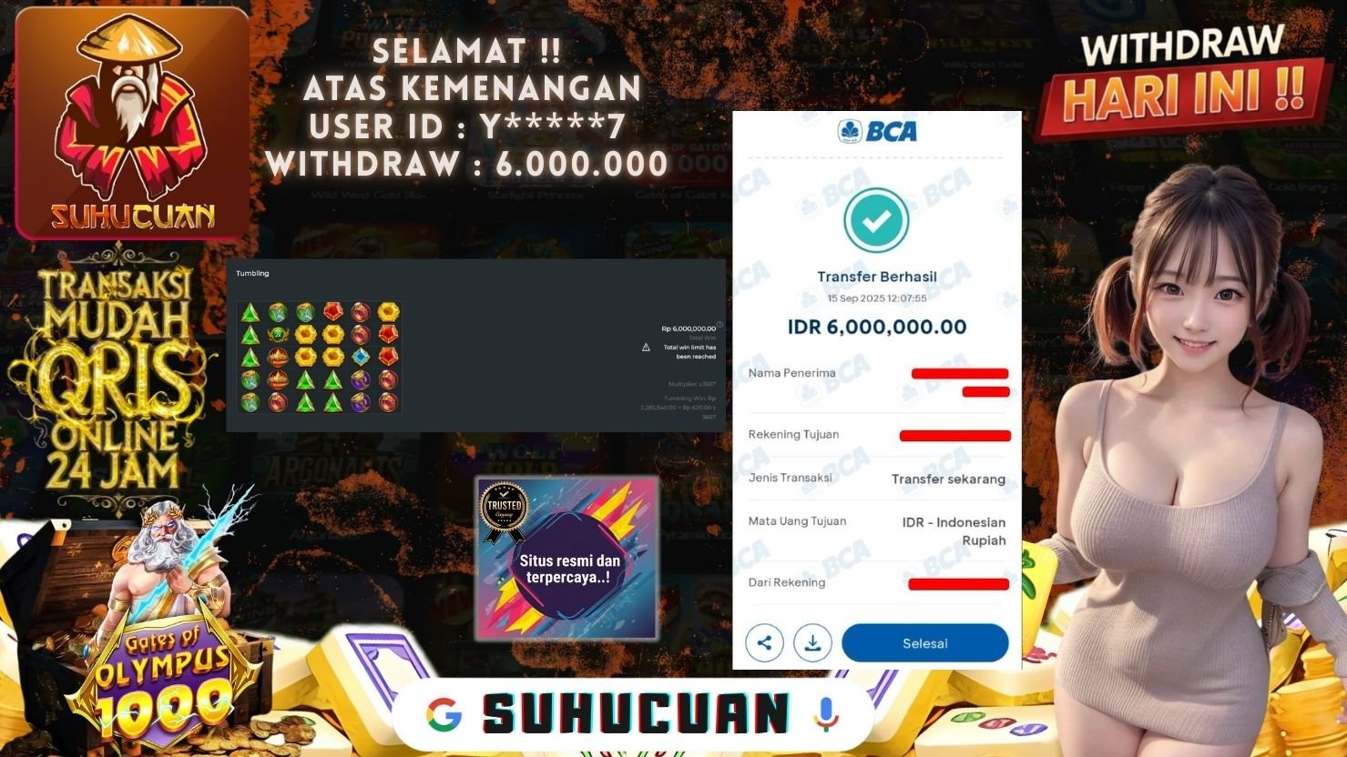 SUHUCUAN JACKPOT SLOT GATES OF OLYMPUS 1000